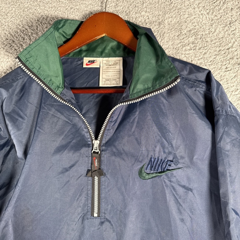 Nike Windbreaker Jacket Mens Med Half Zip Back Swoosh White Tag Read - Picture 4 of 15